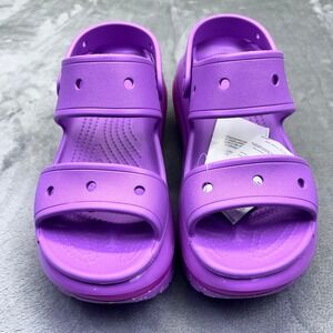 Crocs Mega Crush Women M9 W11 Purple Iconic‎ Comfort Platform Sandal Slides